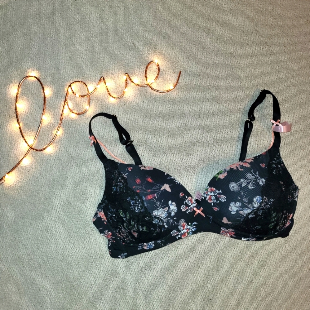 La Vie En Rose Floral Push Up Bra